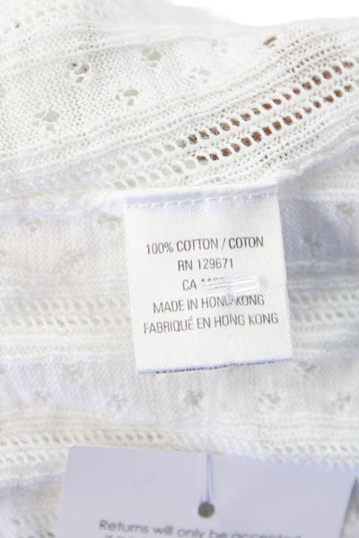 360 Sweater Womens Short Sleeves V Neck Sweater White Size Extra Small