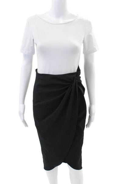 Zara Womens Twist Side Wrap Maxi Skirt Black Size Small