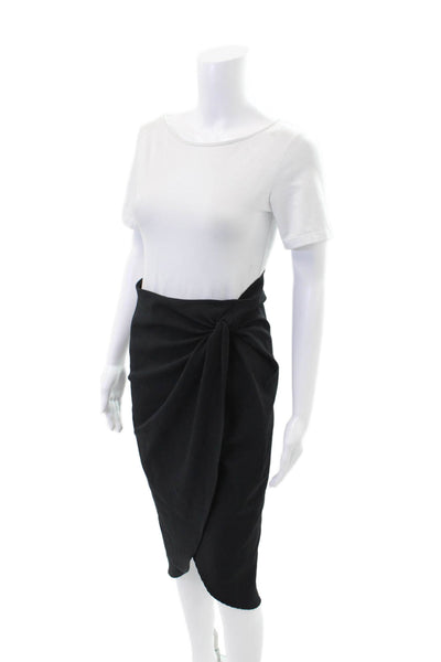 Zara Womens Twist Side Wrap Maxi Skirt Black Size Small