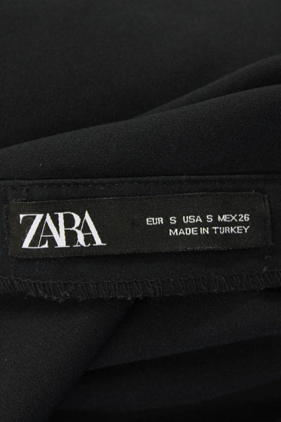 Zara Womens Twist Side Wrap Maxi Skirt Black Size Small