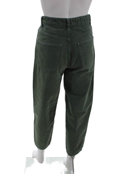 ITMFL Womens Cotton High Rise Tapered Leg Pants Green Size XS