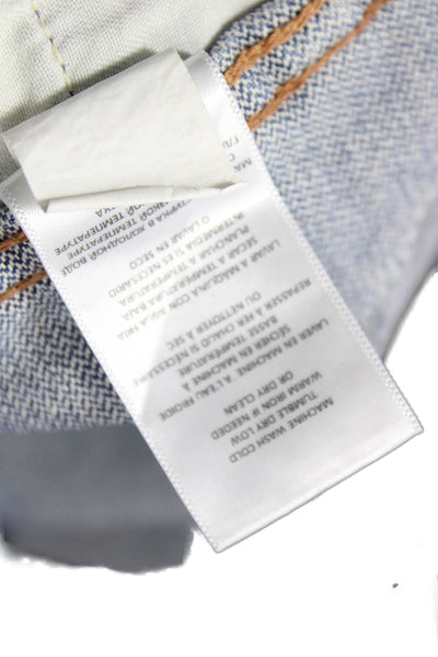 Re/Done Womens Medium Wash Ripped High Rise Straight Leg Jeans Blue Size 25