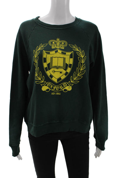 Daydreamer Womens Cotton Graphic Print Crew Neck Sweatshirt Green Size XS