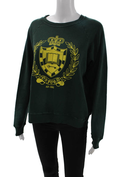 Daydreamer Womens Cotton Graphic Print Crew Neck Sweatshirt Green Size XS