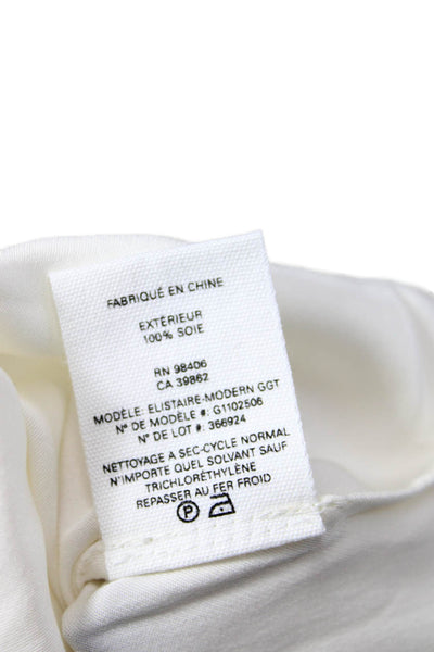 Theory Womens Short Sleeve Smocked Off Shoulder Silk Top White Size Small