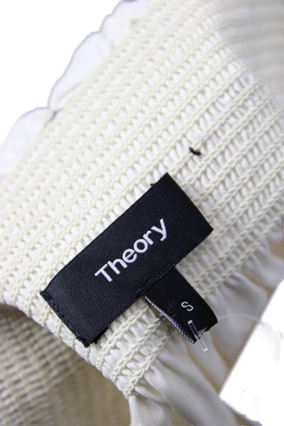 Theory Womens Short Sleeve Smocked Off Shoulder Silk Top White Size Small