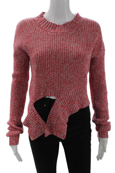 Zoe Jordan Womens Long Sleeve Crew Neck Knit Sweater Red Gray Wool M/L