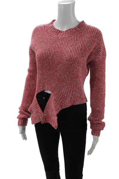 Zoe Jordan Womens Long Sleeve Crew Neck Knit Sweater Red Gray Wool M/L