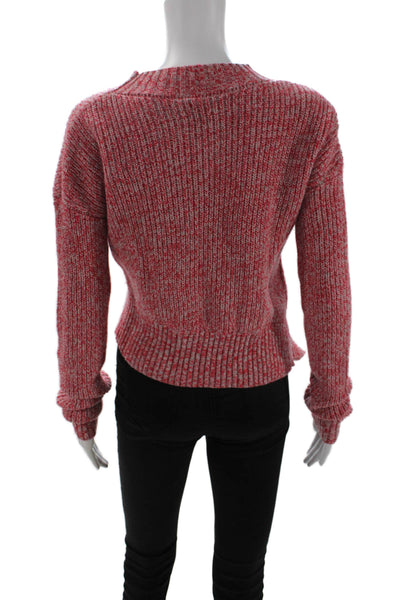 Zoe Jordan Womens Long Sleeve Crew Neck Knit Sweater Red Gray Wool M/L