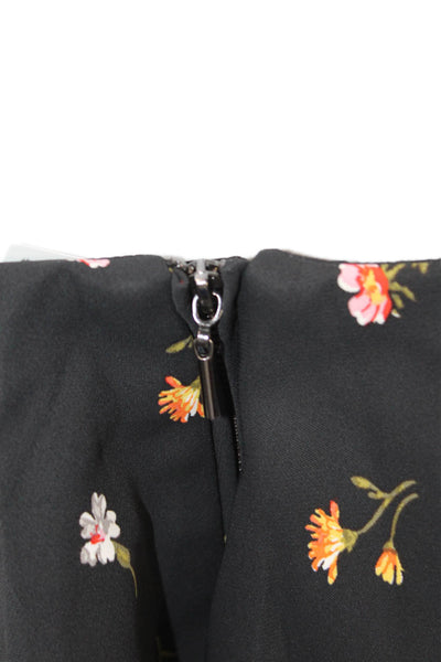 Rebecca Taylor Womens Floral Print Off The Shoulder Crop Top Black Size 8