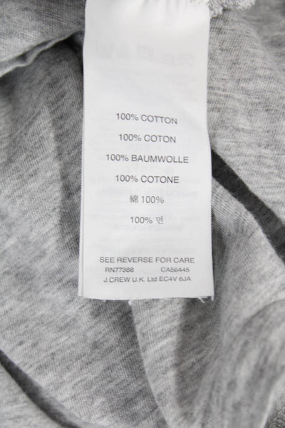 J Crew Womens Cotton Round Neck Gathered Sleeve Detail Top Gray Size M