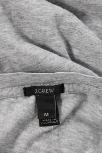 J Crew Womens Cotton Round Neck Gathered Sleeve Detail Top Gray Size M