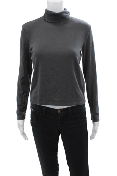 Zara Womens Turtleneck Long Sleeve Casual Top Dark Gray Size XL