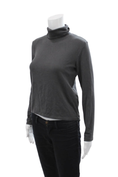 Zara Womens Turtleneck Long Sleeve Casual Top Dark Gray Size XL