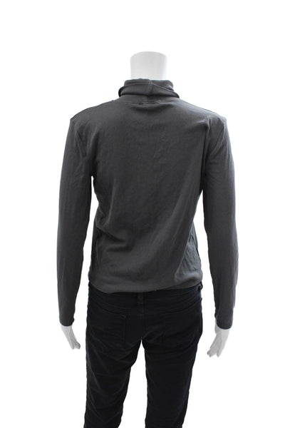 Zara Womens Turtleneck Long Sleeve Casual Top Dark Gray Size XL
