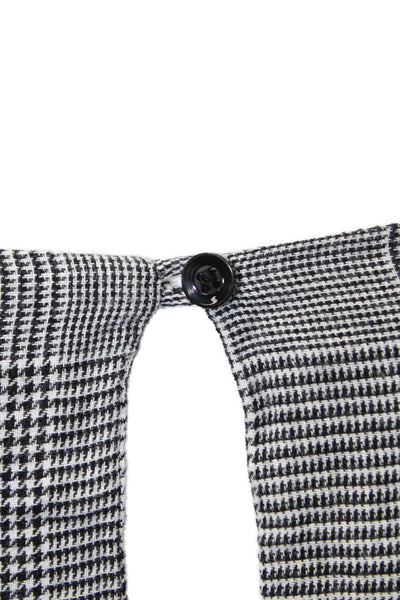 Romeo + Juliet Couture Womens Cotton Houndstooth Ruffled Trim Top Gray Size L