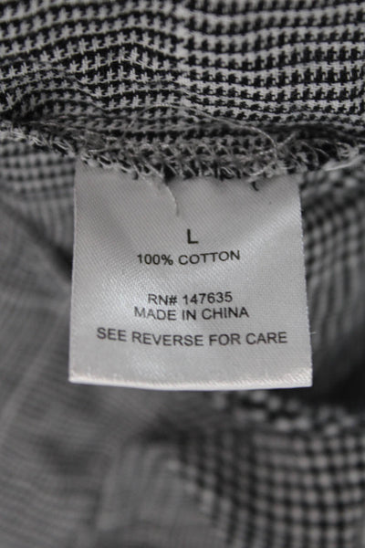 Romeo + Juliet Couture Womens Cotton Houndstooth Ruffled Trim Top Gray Size L