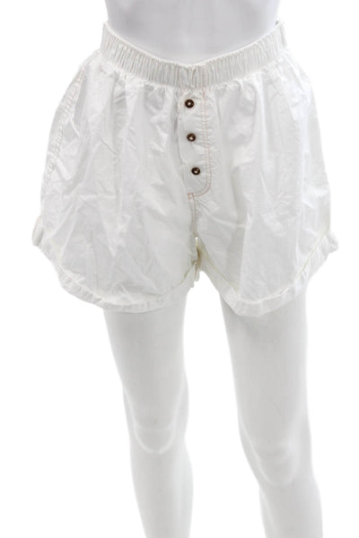 Intimately Free People Womens Cotton Buttoned Elastic Waist Shorts White Size S