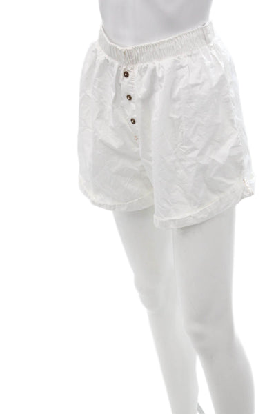 Intimately Free People Womens Cotton Buttoned Elastic Waist Shorts White Size S