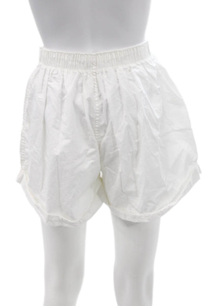 Intimately Free People Womens Cotton Buttoned Elastic Waist Shorts White Size S