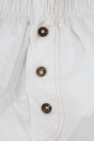 Intimately Free People Womens Cotton Buttoned Elastic Waist Shorts White Size S