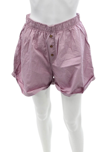 Intimately Free People Womens Cotton Buttoned Elastic Waist Shorts Pink Size S