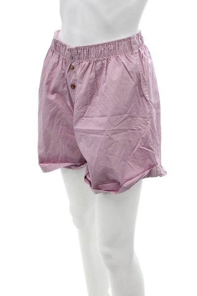 Intimately Free People Womens Cotton Buttoned Elastic Waist Shorts Pink Size S