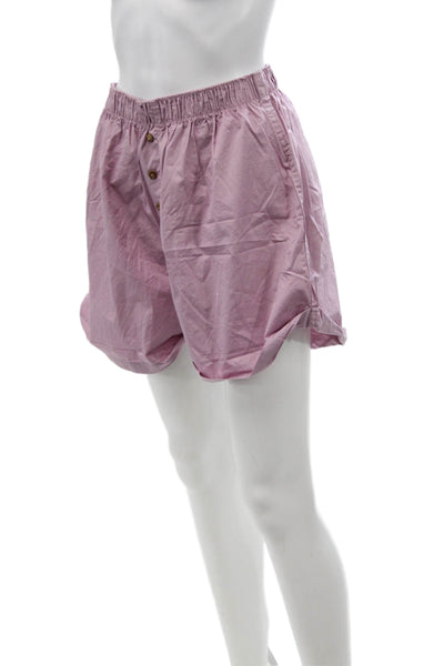 Intimately Free People Womens Cotton Buttoned Elastic Waist Shorts Pink Size S