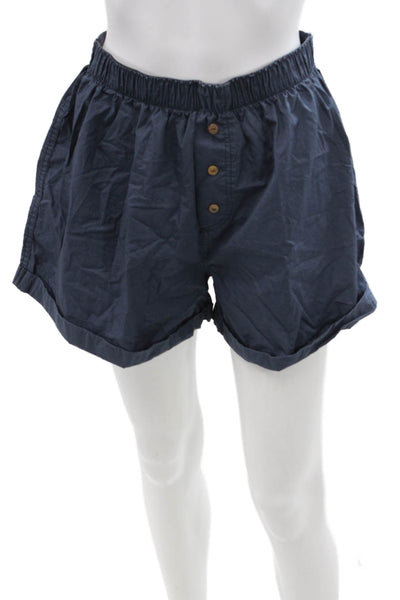 Intimately Free People Womens Cotton Buttoned Elastic Waist Shorts Blue Size S