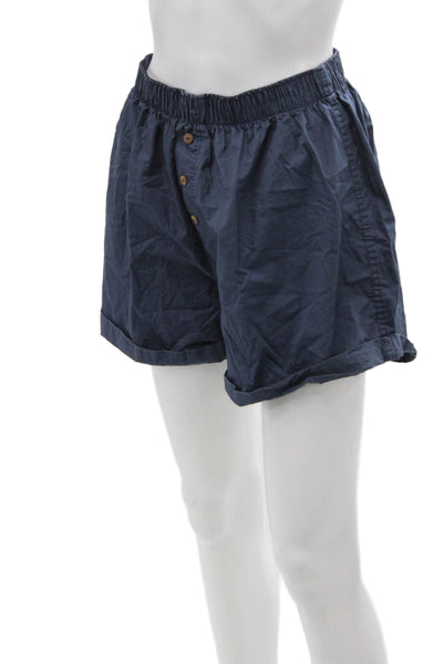 Intimately Free People Womens Cotton Buttoned Elastic Waist Shorts Blue Size S
