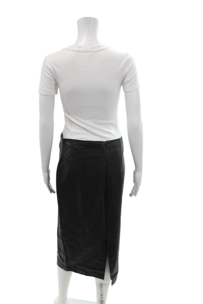 Catherine Catherine Malandrino Womens Faux Leather Maxi Skirt Black Size 6