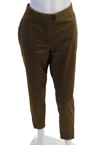 Berretta Womens Zipper High Rise Button Ankle Pants Brown Cotton Size 10