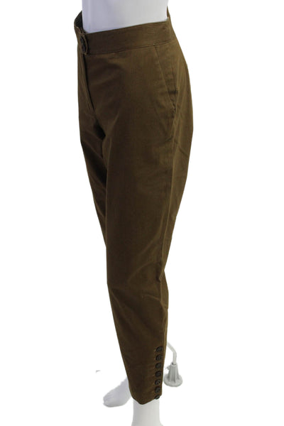 Berretta Womens Zipper High Rise Button Ankle Pants Brown Cotton Size 10