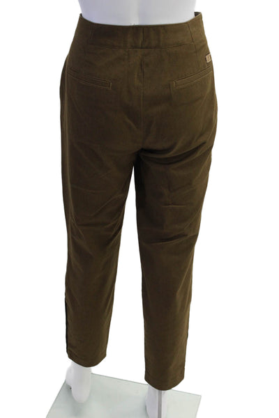 Berretta Womens Zipper High Rise Button Ankle Pants Brown Cotton Size 10