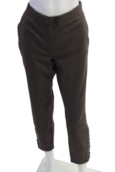 Berretta Womens Zipper Mid Rise Button Ankle Pants Brown Cotton Size 10