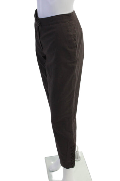 Berretta Womens Zipper Mid Rise Button Ankle Pants Brown Cotton Size 10