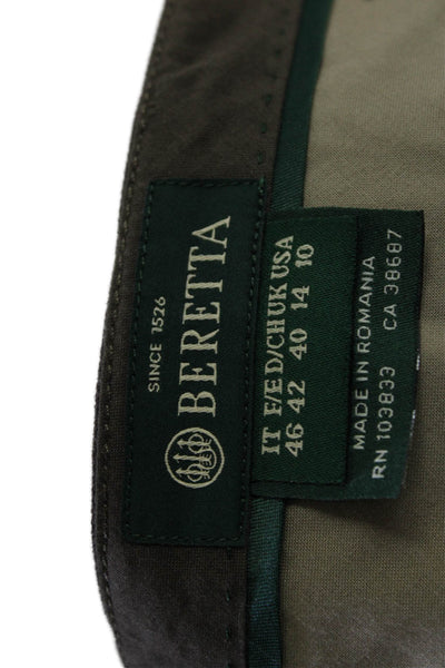 Berretta Womens Zipper Mid Rise Button Ankle Pants Brown Cotton Size 10