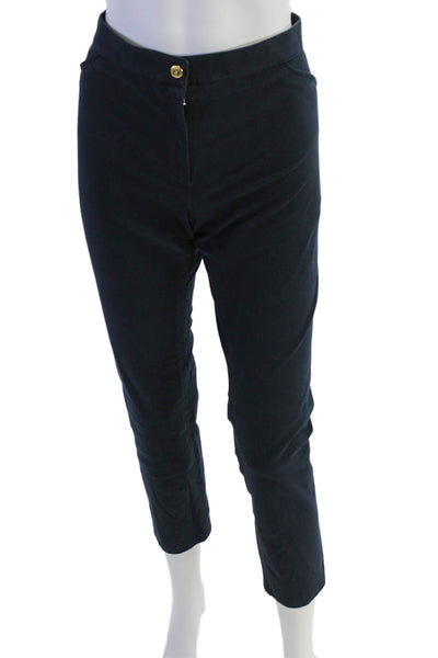 Pamela Henson Womens Zipper Fly Mid Rise Straight Leg Pants Navy Cotton Size 12