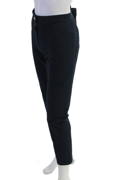 Pamela Henson Womens Zipper Fly Mid Rise Straight Leg Pants Navy Cotton Size 12