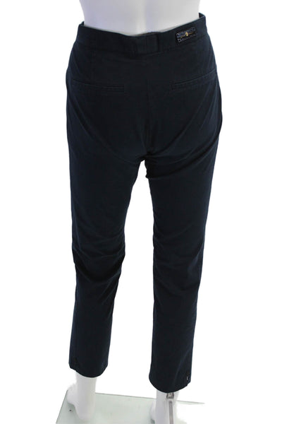 Pamela Henson Womens Zipper Fly Mid Rise Straight Leg Pants Navy Cotton Size 12