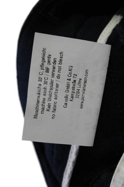 Pamela Henson Womens Zipper Fly Mid Rise Straight Leg Pants Navy Cotton Size 12
