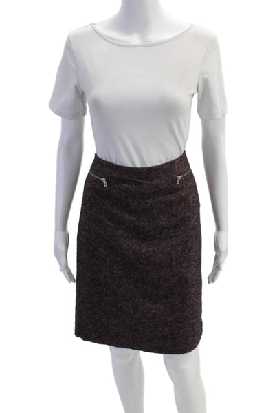Nordstrom Womens Wool Textured Zip Slit Pencil Skirt Purple Size 08