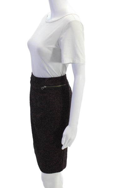 Nordstrom Womens Wool Textured Zip Slit Pencil Skirt Purple Size 08