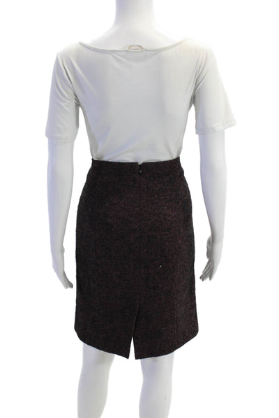 Nordstrom Womens Wool Textured Zip Slit Pencil Skirt Purple Size 08