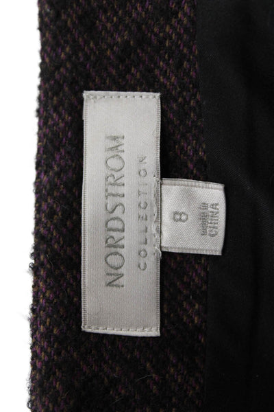 Nordstrom Womens Wool Textured Zip Slit Pencil Skirt Purple Size 08