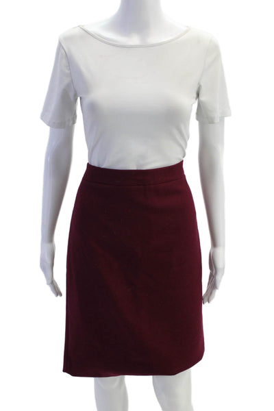 J Crew Womens Textured Lined Slit Zip Pencil Skirt Burgundy Size 08
