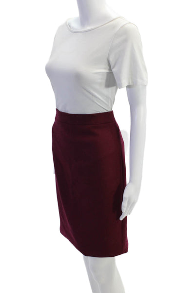 J Crew Womens Textured Lined Slit Zip Pencil Skirt Burgundy Size 08
