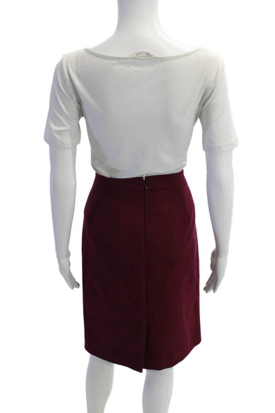 J Crew Womens Textured Lined Slit Zip Pencil Skirt Burgundy Size 08