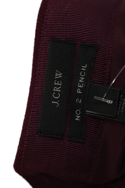 J Crew Womens Textured Lined Slit Zip Pencil Skirt Burgundy Size 08