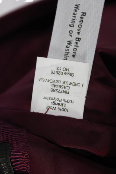 J Crew Womens Textured Lined Slit Zip Pencil Skirt Burgundy Size 08